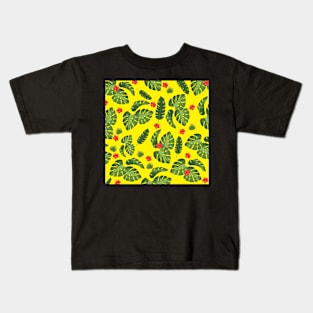 Tropical leaves Yellow Kids T-Shirt